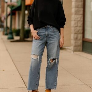 Garage Women’s Distressed Slouchy Blue Jeans